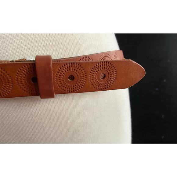 FOSSIL Boho Embossed Brown Leather Belt sz XL - Picture 3 of 10